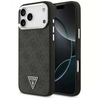 GUESS 4G Triangle Logo MagSafe Case for iPhone 18 Pro Max / 17 Pro Max - Black & Silver
