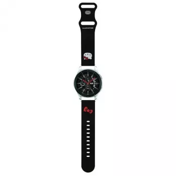 Bracelet de montre connectée Hello Kitty en silicone tête de Kitty 22 mm Noir