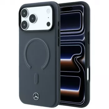 Coque MagSafe 3D en cuir Mercedes pour iPhone 18 Pro Max / 17 Pro Max - Anthracite