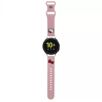 Bracelet de montre universel en silicone Hello Kitty avec motif tête de Kitty, rose, 20 mm