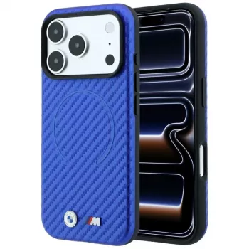 Coque MagSafe BMW M Carbon Printed Ring pour iPhone 18 Pro / 17 Pro - Bleu