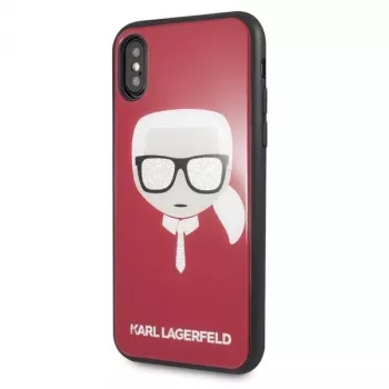 Karl Lagerfeld KLHCPXDLHRE iPhone X/Xs Iconic Glitter Karl's Head Case Red