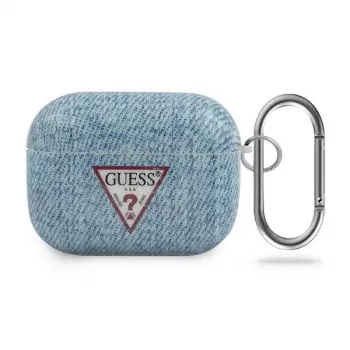 Coque GUESS Jeans Collection bleu clair pour AirPods Pro avec mousqueton