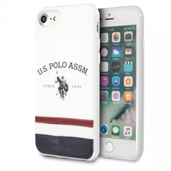 Coque U.S. POLO ASSN. USHCI8PCSTRB pour iPhone 7/8/SE 2020/SE 2022 blanche collection motif tricolore