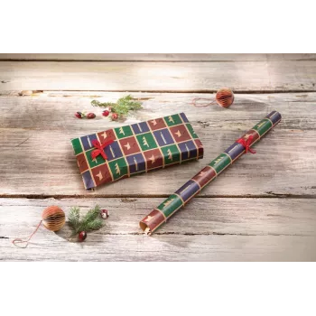 SIGEL GP122 papier cadeau de Noël marron style découpe avec bande déchirable, 5 m x 70 cm, 80 g/m², certifié FSC