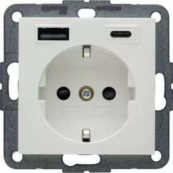 Prise SCHUKO Berker S.1 avec USB-C PD 20W, blanc polaire mat