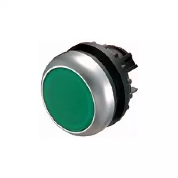 Bouton-poussoir plat vert lumineux Eaton M22-DL-G, momentané, 22,5 mm
