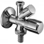 VALVE robinet d'équerre 1/2 pouce x 1/2 pouce x 3/4 pouce filetages mâles, laiton chromé, double sortie avec clapet anti-retour