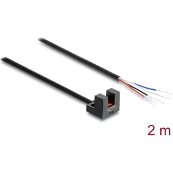 Barrière lumineuse à fourche Delock 5 mm type L avec 4 extrémités de câble ouvertes PNP L/D commutable 2 m