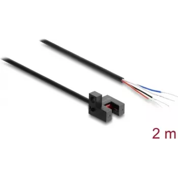 Barrière lumineuse à fourche Delock 5 mm type R avec 4 extrémités de câble ouvertes NPN L/D commutable 2 m