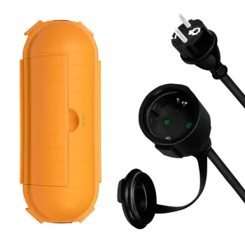 Ensemble de rallonge extérieure LogiLink LPS239 avec boîte de protection, 10 m, Schuko, IP44, noir