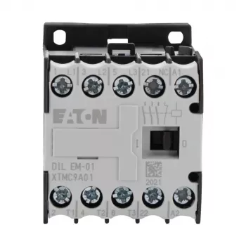 Eaton DILEM-01-G(24VDC) Mini Contactor, 3-Pole, 1 NC, 24 V DC Coil, 4 kW AC-3