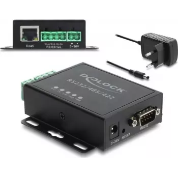 Delock convertisseur Ethernet LAN vers RS-232/RS-485/RS-422 et passerelle Modbus RTU/TCP avec isolation 1,5 kV