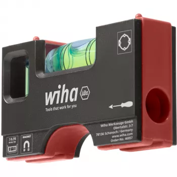 Niveau à bulle miniature WIHA Pocket 46957 8 cm gris/rouge avec base magnétique