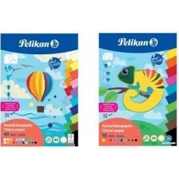 Pelikan bloc de papier de couleur DIN A3, 10 feuilles, 10 couleurs assorties, 120 g/m², encollé en tête