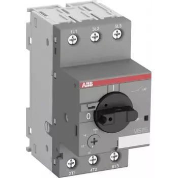 ABB MS116-0.16 Manual Motor Starter, 0.1-0.16 A, 3-Pole, Trip Class 10, 690V AC, Screw Terminals