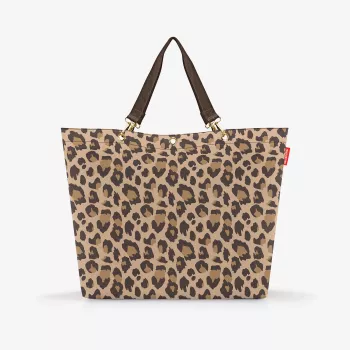 Reisenthel Shopper XL Leo Macchiato – grand sac de courses en PET recyclé avec motif léopard, 35 L