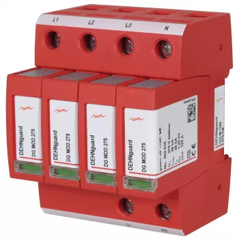 DEHNguard DG M TNS 275 FM Parafoudre type 2, 4 pôles, 275 V AC, 40 kA, IP20, rail DIN