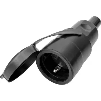 Capot de protection massif en caoutchouc Bachmann BM0028125 avec couvercle pour prise Schuko, noir