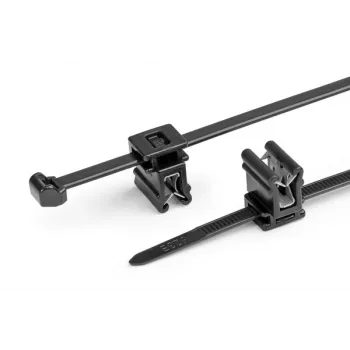 Serre-câble HellermannTyton T50ROSEC4A-PA66W-BK avec clip de fixation sapin, 200 mm x 4,6 mm, noir, lot de 100