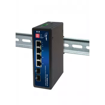 Switch industriel non administrable couche 2 ALLNET ALL-SGI8104v3, 6 ports GbE, 4x GbE RJ45, 2x SFP, sans ventilateur, IP40