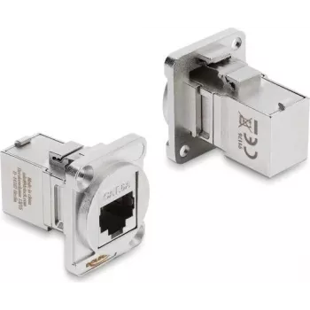 Delock Module D-Type RJ45 femelle vers femelle 90° coudé Cat.6A argent