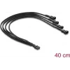 Delock répartiteur de câble ventilateur 1 x 4 broches PWM femelle vers mâle + 3 x 4 broches mâles (3 broches occupées) avec gaine tressée 40 cm noir