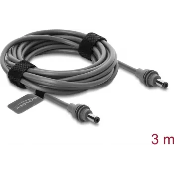 Delock 91824 Câble d'alimentation DC 5,5 x 2,1 mm vers DC 5,5 x 2,1 mm pour Starlink Mini, 3 m, gris