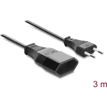 Delock rallonge Europlug CEE 7/16 mâle vers femelle 2 x 0,75 mm², 3 m, noir