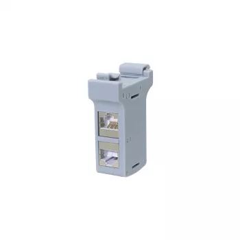 Adaptateur de montage sur rail DIN LogiLink avec 2 coupleurs en ligne Cat.6A blindés, 10G, PoE++ (MP0079)