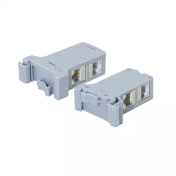 Adaptateur de montage sur rail DIN LogiLink avec 2 coupleurs en ligne Cat.6A blindés, 10G, PoE++ (MP0079)