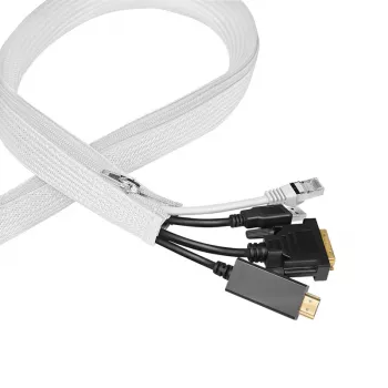 Gaine de câble LogiLink avec fermeture éclair, polyester, diamètre 50 mm, blanche, 2 m