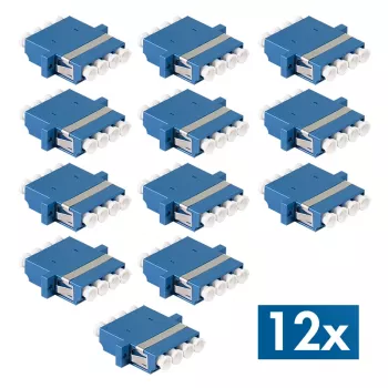 Adaptateur fibre optique LogiLink LC Quad, lot de 12, bleu, montage à bride, monomode