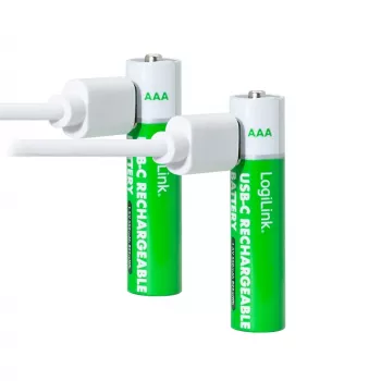 Piles AAA Li-Ion rechargeables LogiLink LR03RCB2 USB-C, 1,5V, lot de 2