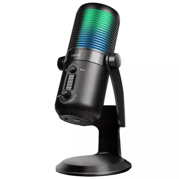 Microphone à condensateur USB LogiLink avec lumière RGB, cardioïde/omnidirectionnel, 20 Hz - 20 kHz, noir (HS0059)