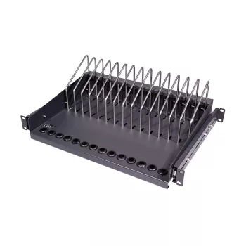 Étagère coulissante LogiLink SF100B 19 inch 1U pour ordinateurs portables, tablettes et smartphones, noire