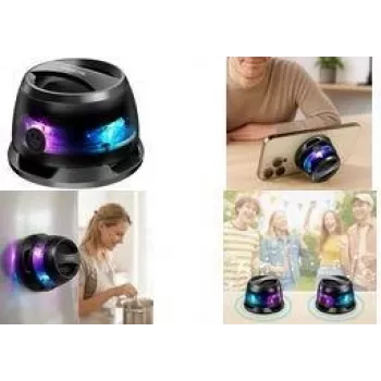 Enceinte Bluetooth 5.4 TWS portable LogiLink SP0073 avec base magnétique, éclairage LED, protection aux éclaboussures IPX5, noire
