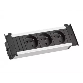 Multiprise d'intégration de bureau Bachmann Kapsa S - 3 prises type E, câble 0,2 m, noir/argent