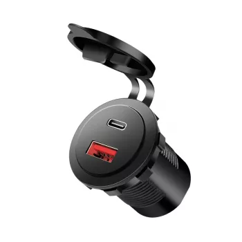 LogiLink PA0330 chargeur USB encastrable pour voiture, USB-A + USB-C, 60 W, Power Delivery, noir