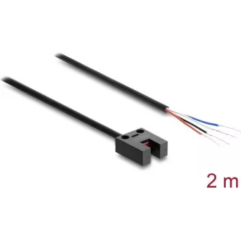 Barrière photoélectrique en fourche Delock 5 mm type U avec 4 extrémités de câble ouvertes NPN L/D commutable 2 m