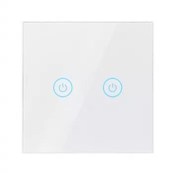 Interrupteur de lumière connecté LogiLink WiFi Smart EU, 2 voies, compatible Tuya, blanc
