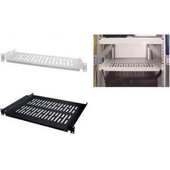 Étagère fixe de rack LogiLink 19 pouces 1U, profondeur 300 mm, noir RAL 9005, acier, max. 15 kg