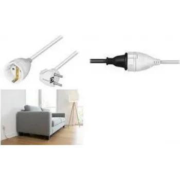 Câble de rallonge LogiLink LPS105, fiche coudée CEE 7/7 vers prise CEE 7/3, 2 m, blanc