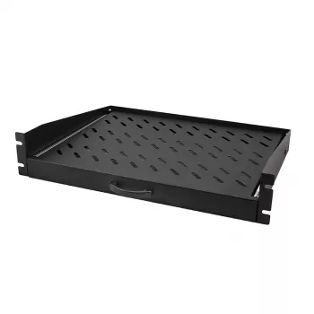 Étagère console coulissante LogiLink 19 pouces 2U, profondeur 350 mm, charge 30 kg, noire