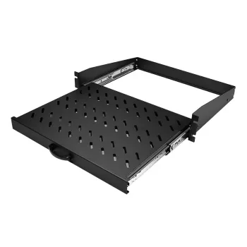 Étagère console coulissante LogiLink 19 pouces 2U, profondeur 350 mm, charge 30 kg, noire