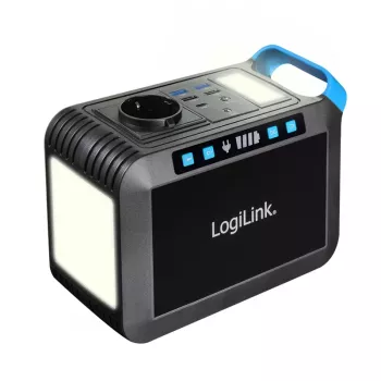Station électrique portable LogiLink 200 W, 148 Wh Li-ion, onde sinusoïdale pure, USB-C PD 45 W, lumière LED