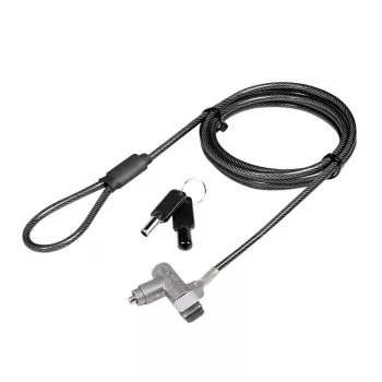 Antivol à clé universel LogiLink NBS015 pour ordinateurs portables, ultrabooks, MacBook Pro et tablettes – câble en acier galvanisé, 2 m, noir/argent