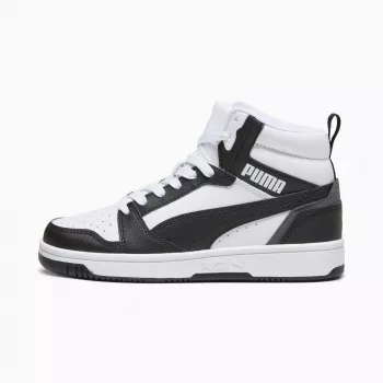Baskets Puma Rebound V6 Mid enfant blanc noir 393831 01 taille 38