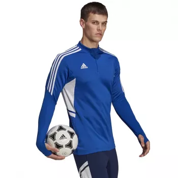 Sweat d'entraînement adidas Condivo 22 homme 1/2 zip bleu-blanc HA6271