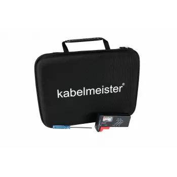Kabelmeister Boîte de rangement pour piles avec testeur intégré pour AA, AAA, C, D, 9V et piles boutons - Noir